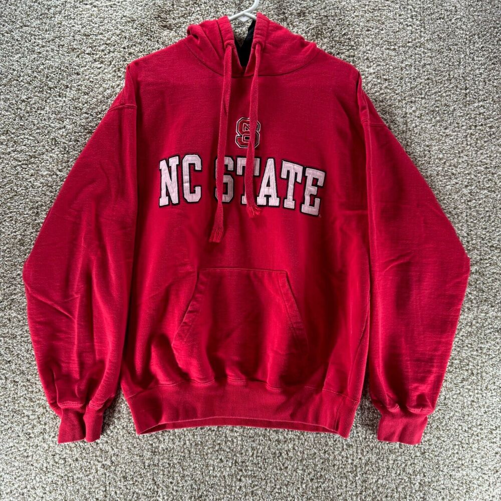 Vintage NC State Hoodie Sweatshirt‎ Mens Large Red Old Varsity Brand NCAA Adult